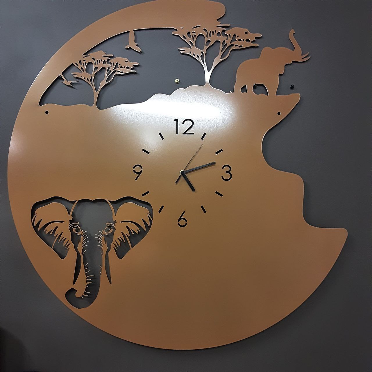Elephant Harmony Wall Clock-Copper